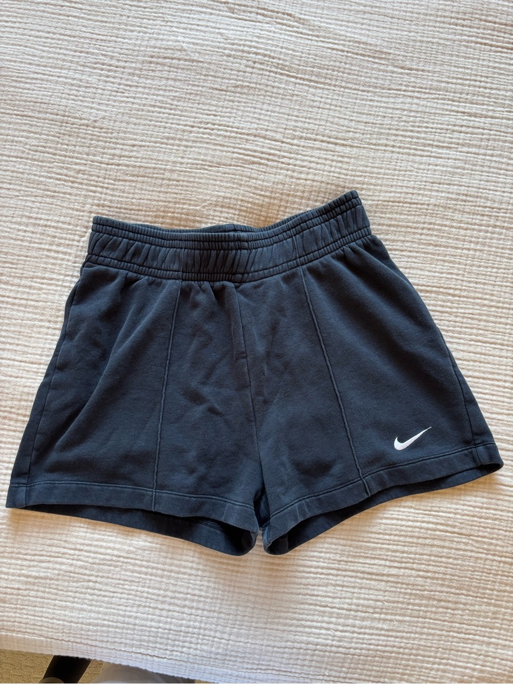 Nike Club Fleece Black Women's Athletic Shorts with White Swoosh Accent